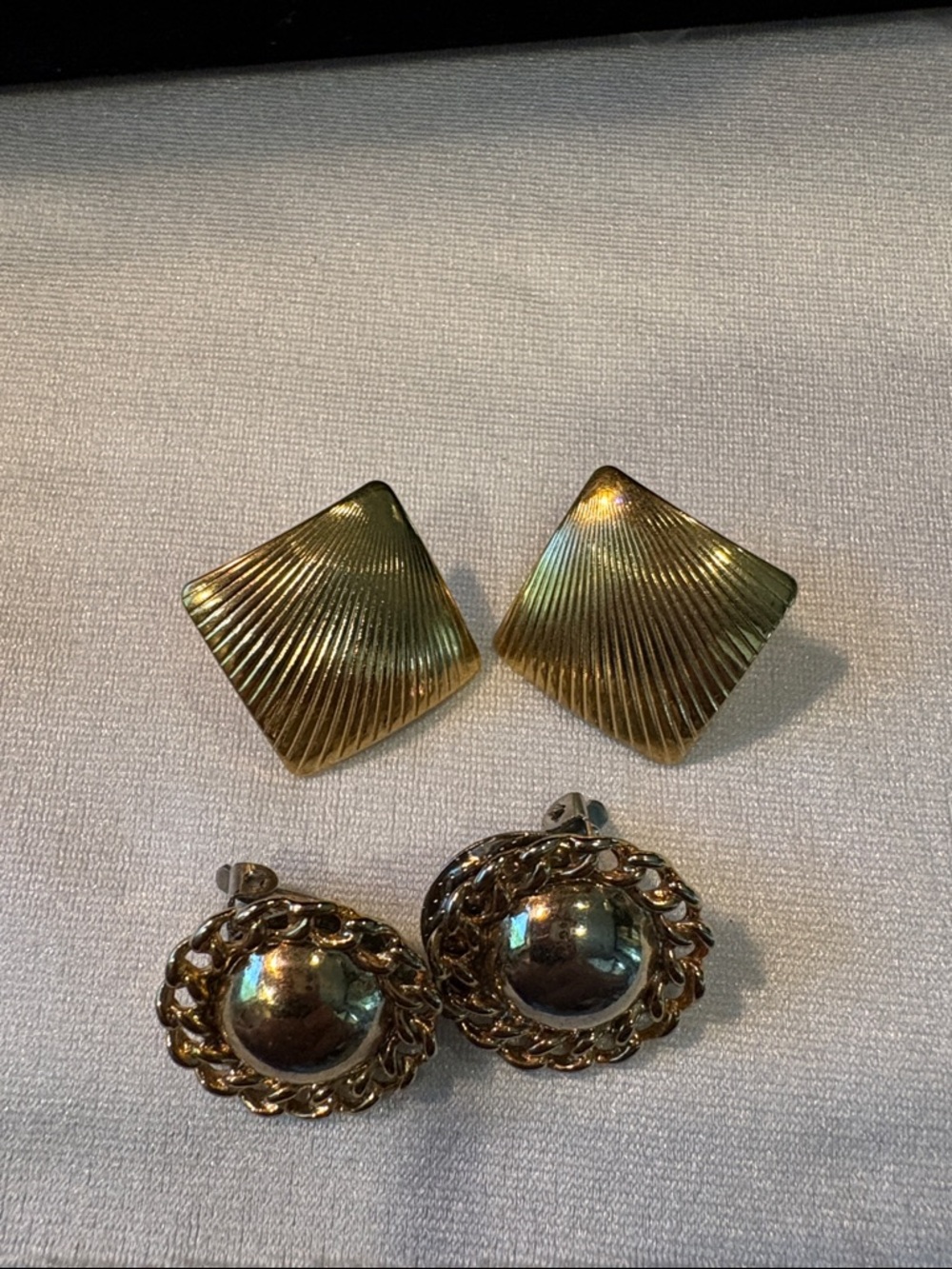 Source Unknown Gold-Tone Square and Braided Dome Earring Set